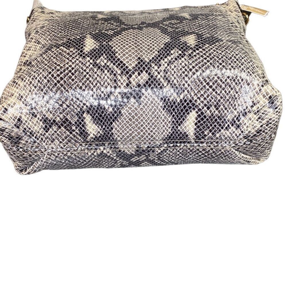 MK Michael Kors Purse Bedford Dark Sand Embossed Leather Snakeskin Bag NWT - Picture 3 of 10